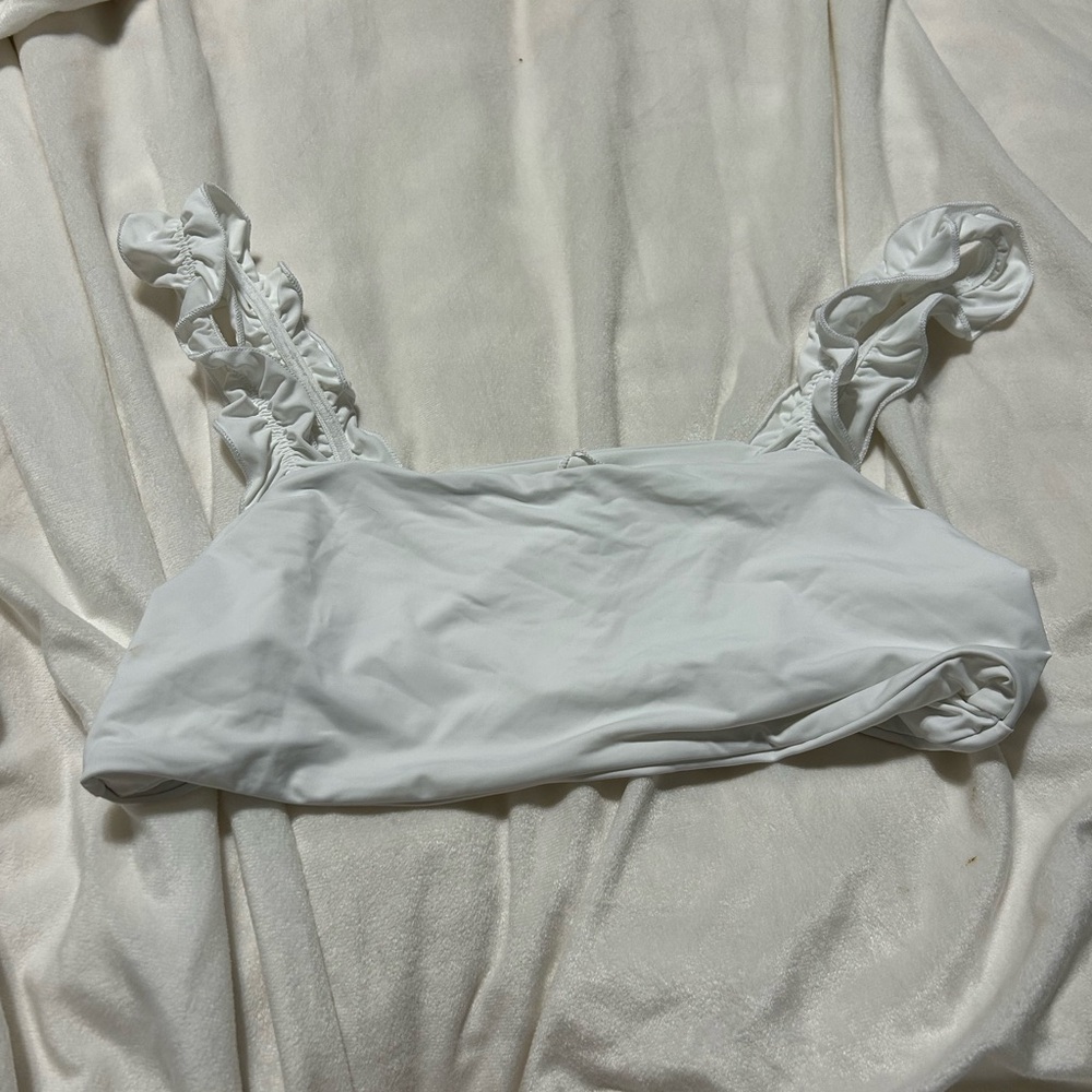 White Ruffled Women's bikini top
